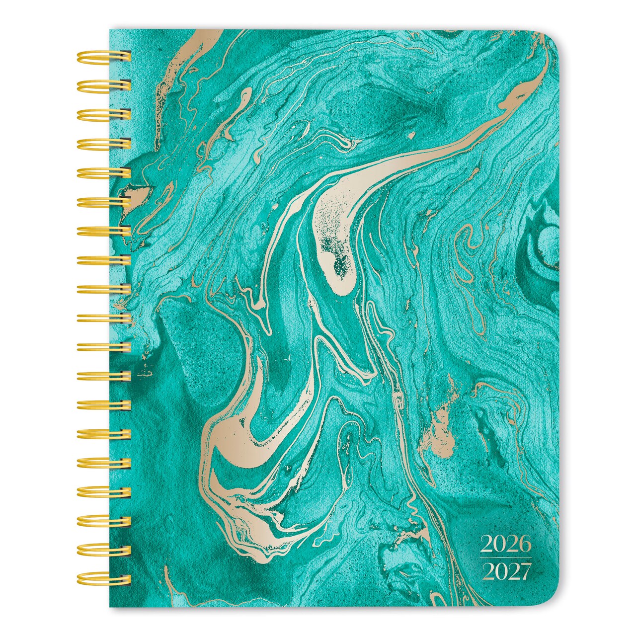 Crackled Blush | 2027 6 x 7.75 Inch 18 Months Weekly Desk Planner | Foil Stamped Cover | July 2026 - December 2027 | Plato | Planning Stationery